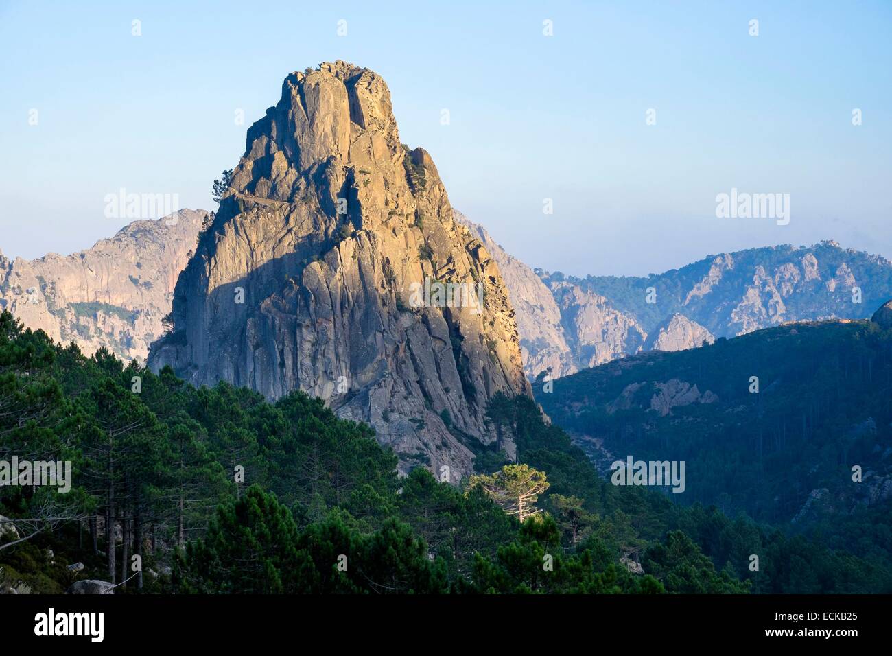 Frankreich, Corse du Sud, Wandern auf dem GR 20, zwischen Conca und ich Paliri Hütte, Punta de l ' Anima Damnata Stockfoto