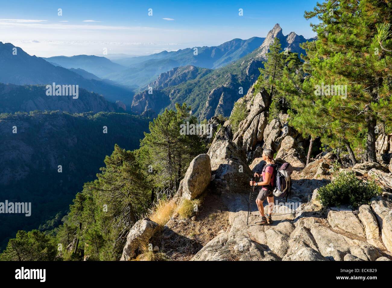 Frankreich, Corse du Sud, Wandern auf dem GR 20, zwischen ich Paliri Hütte und Asinao Zuflucht Stockfoto