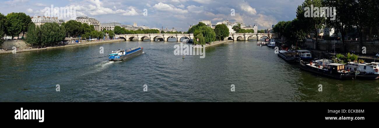 Frankreich, Paris, Seine, Ile De La CitΘ, Pont Neuf von der Pont des Arts Stockfoto