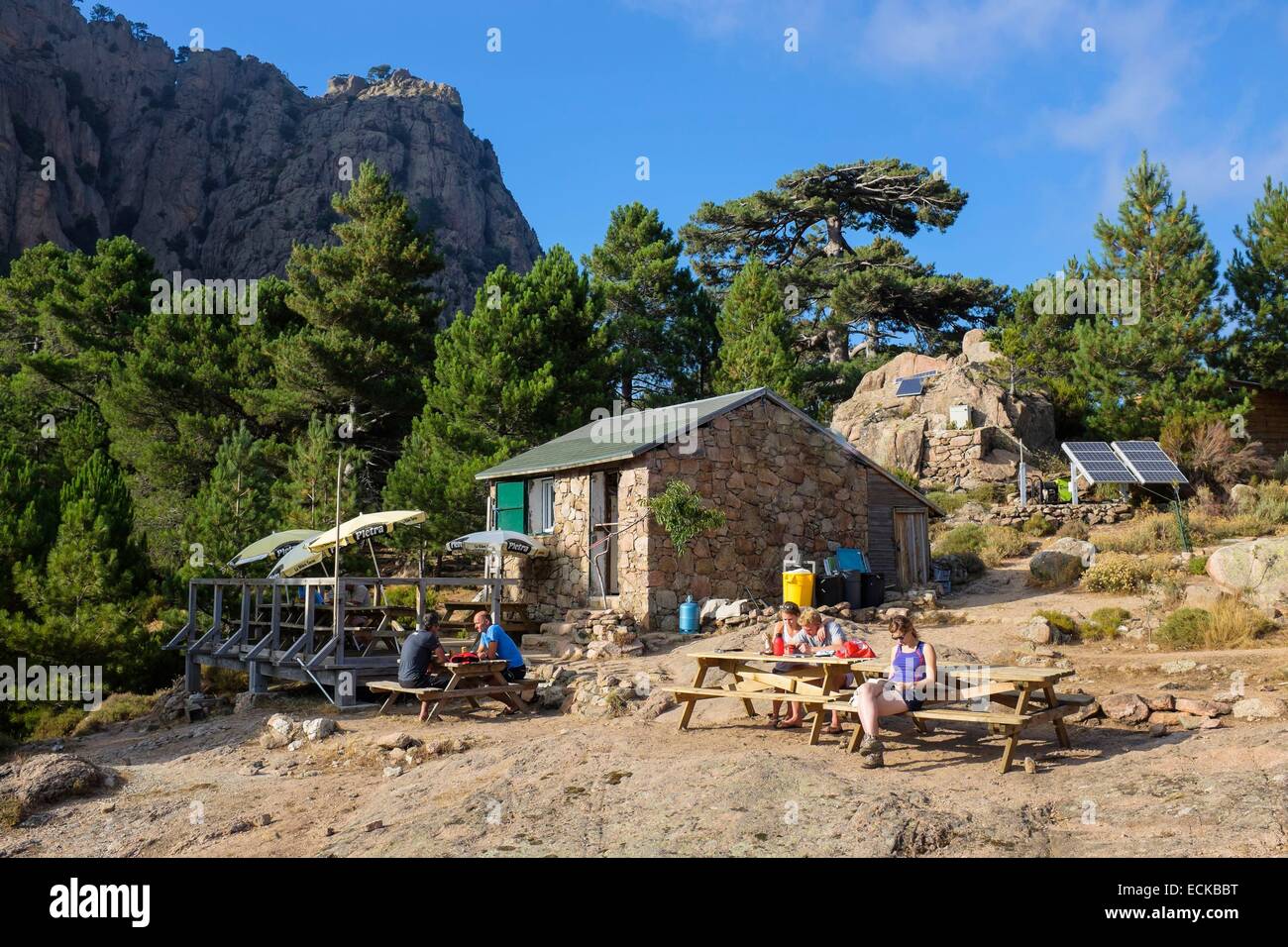 Frankreich, Corse du Sud, Wandern auf dem GR 20, zwischen Conca und ich Paliri Hütte, ich Paliri Hütte Stockfoto