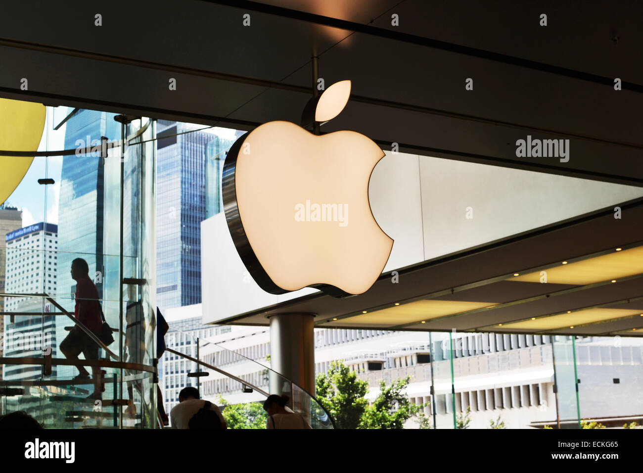 Riesigen Apple-Logo in Apple-Showroom in IFC Mall. Stockfoto