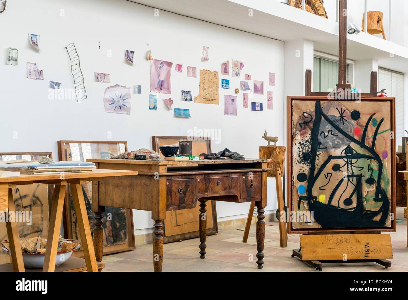 Spanien, Balearen, Mallorca, Palma De Mallorca, Fundaci≤ Pilar ich Joan Mir≤ Foundation 1981 eröffnet und widmet sich der katalanische Maler Joan Mir≤, entworfen von dem Architekten Josep Lluφs Sert das Atelier des Künstlers Stockfoto