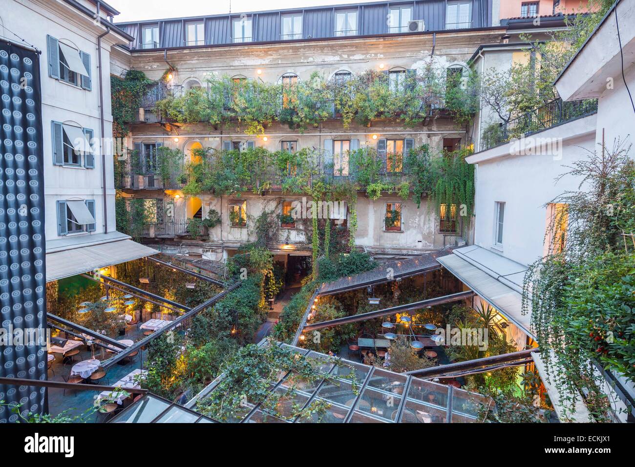 Italien, Lombardei, Mailand, Restaurant und Zimmer des 10 Corso Como Cafe Ort Corso Como Stockfoto