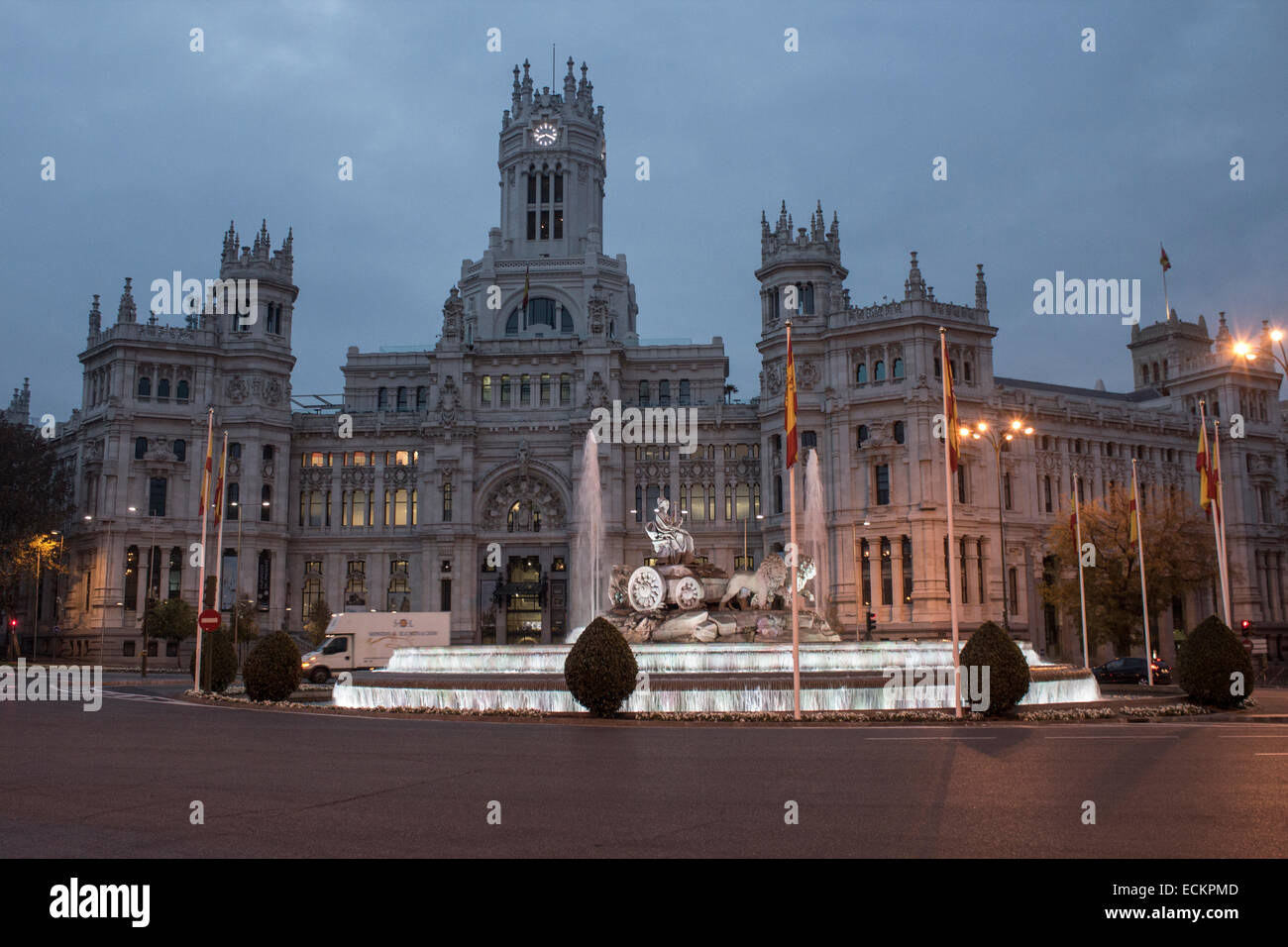 Plaza de Cibeles Madrid am frühen Morgen Stockfoto