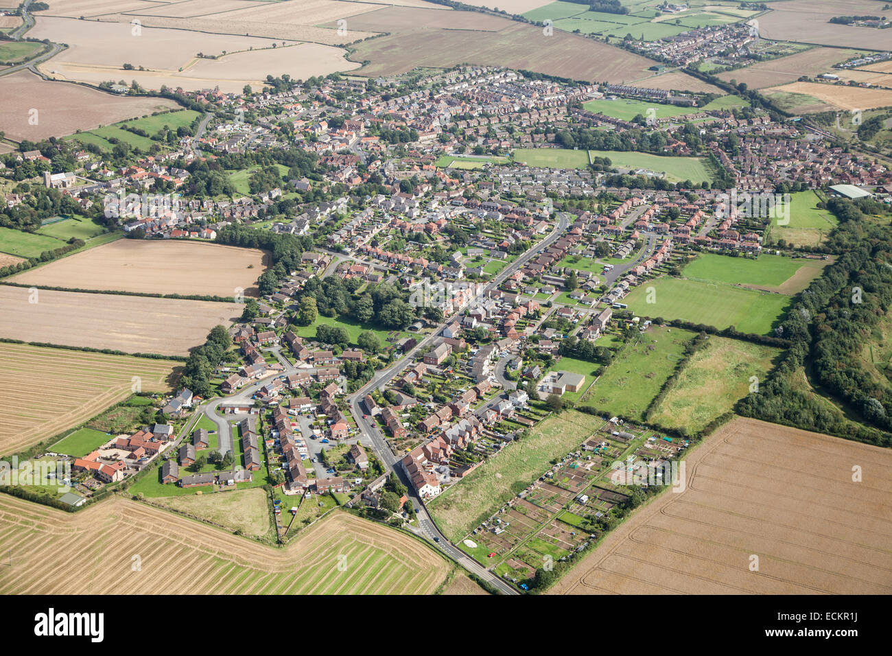 Das Dorf Whitwell, Derbyshire. Luftaufnahme. Stockfoto