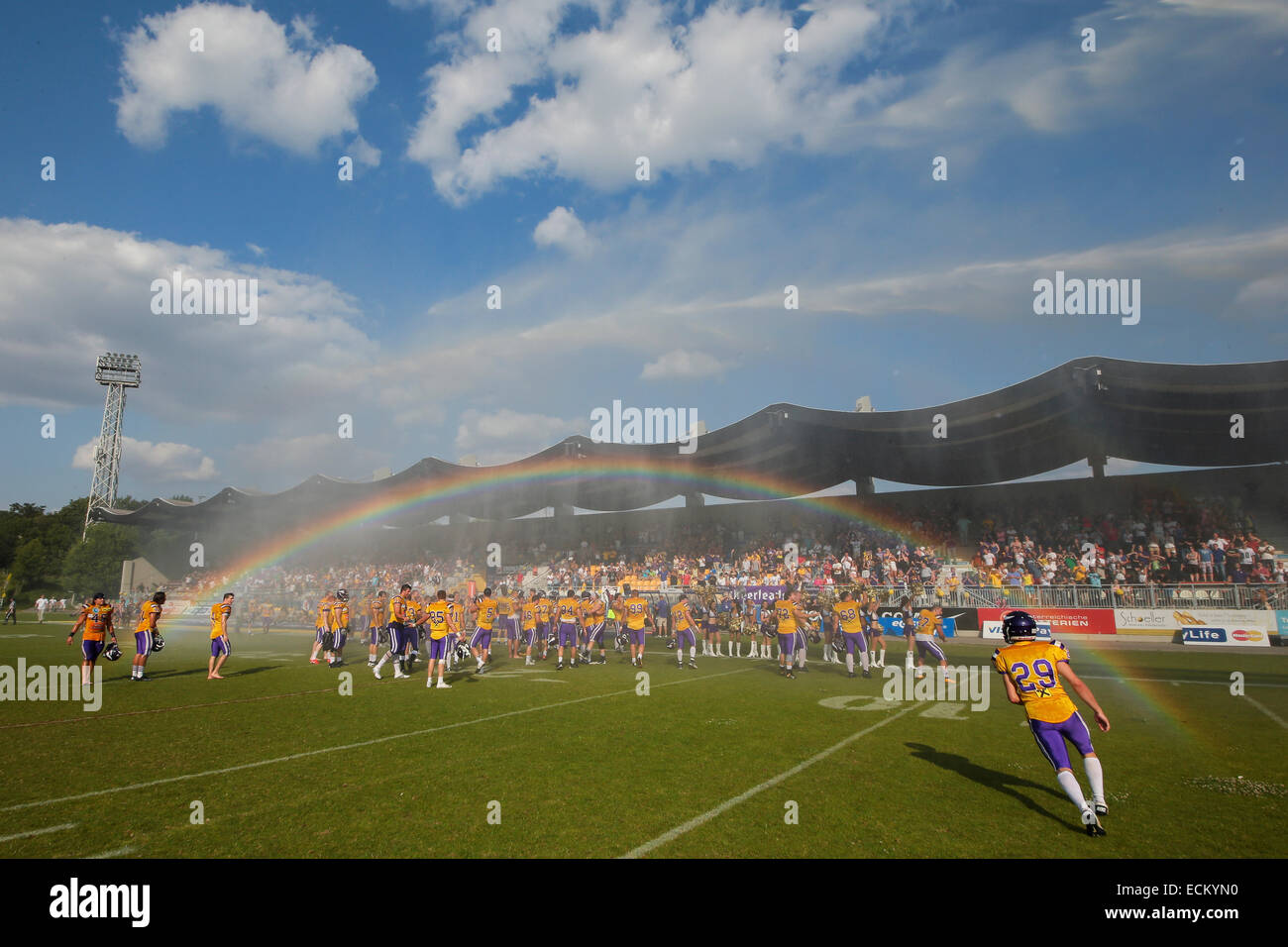 Wien, Österreich 14 Juli das Team der Vienna Vikings feiert den Sieg