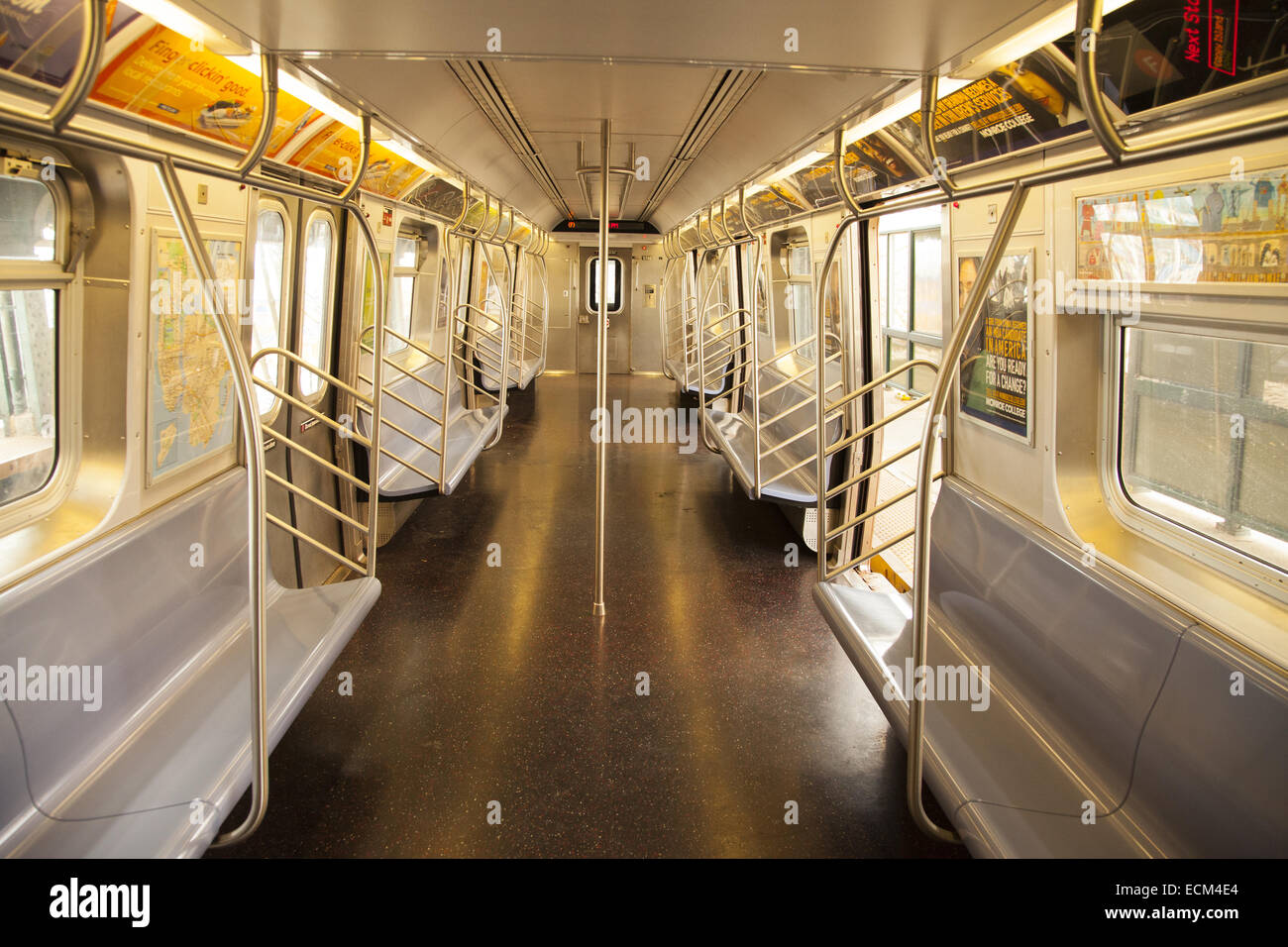 Leere u-Bahn-Wagen, MTA New York City. Stockfoto