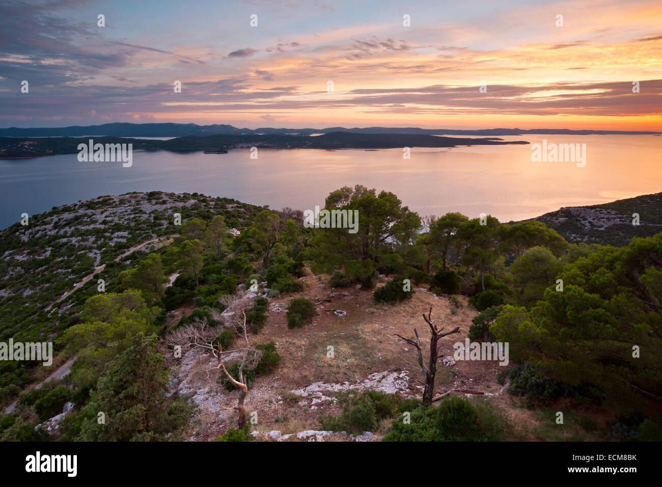 Panorama des Archipels von Zadar, Dalmatien, Kroatien Stockfoto