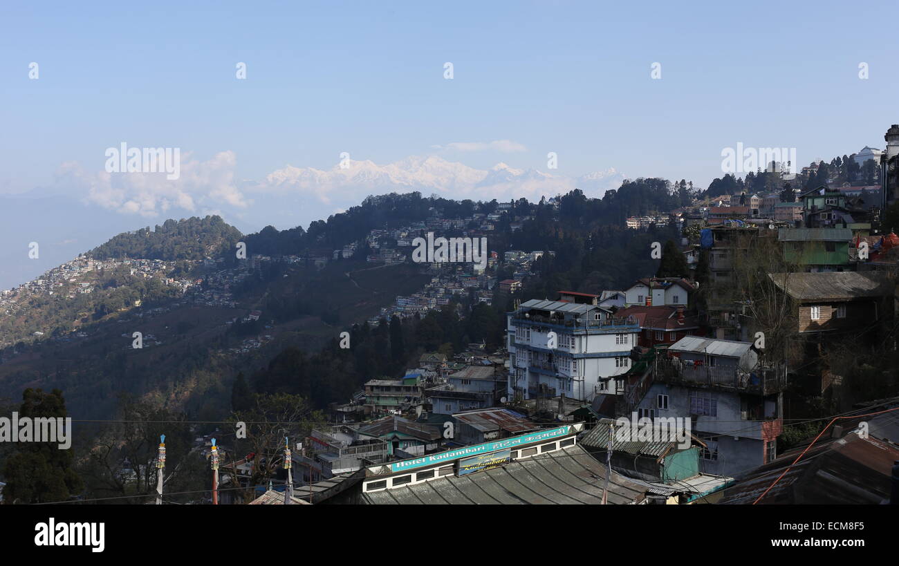 Kangchendzönga-Ansicht aus Darjeeling, Indien Stockfoto