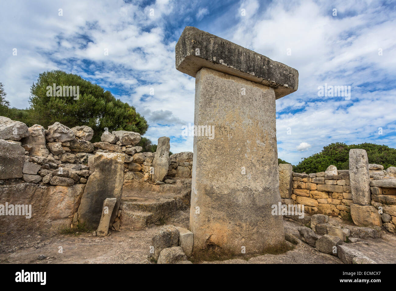 Torralba d ' en Salord, talayotische und mittelalterliches Dorf, Megalithen, 2000 v. Chr. archäologische Stätte, Menorca, Balearen Stockfoto