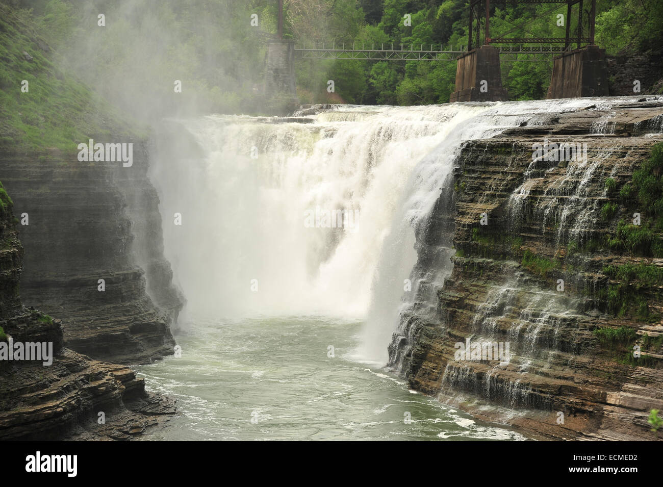 Genesee River Upper Falls, Letchworth State Park, New York, Vereinigte Staaten von Amerika Stockfoto