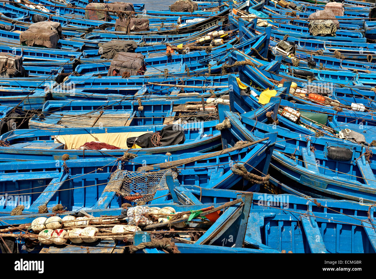 Angelboote/Fischerboote im Hafen von Essaouira North Atlantic Marokko Nordafrika Stockfoto