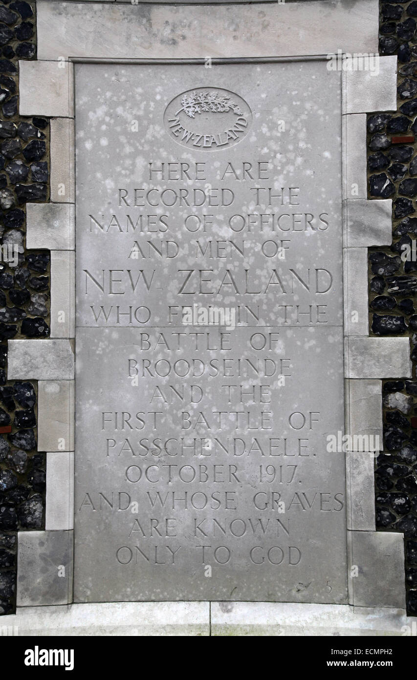 Tyne Cot Friedhof und Denkmal für die Ruhestätte der 12000 Commonwealth-Soldaten, mehr als 8300 unbekannten missing.final. Stockfoto