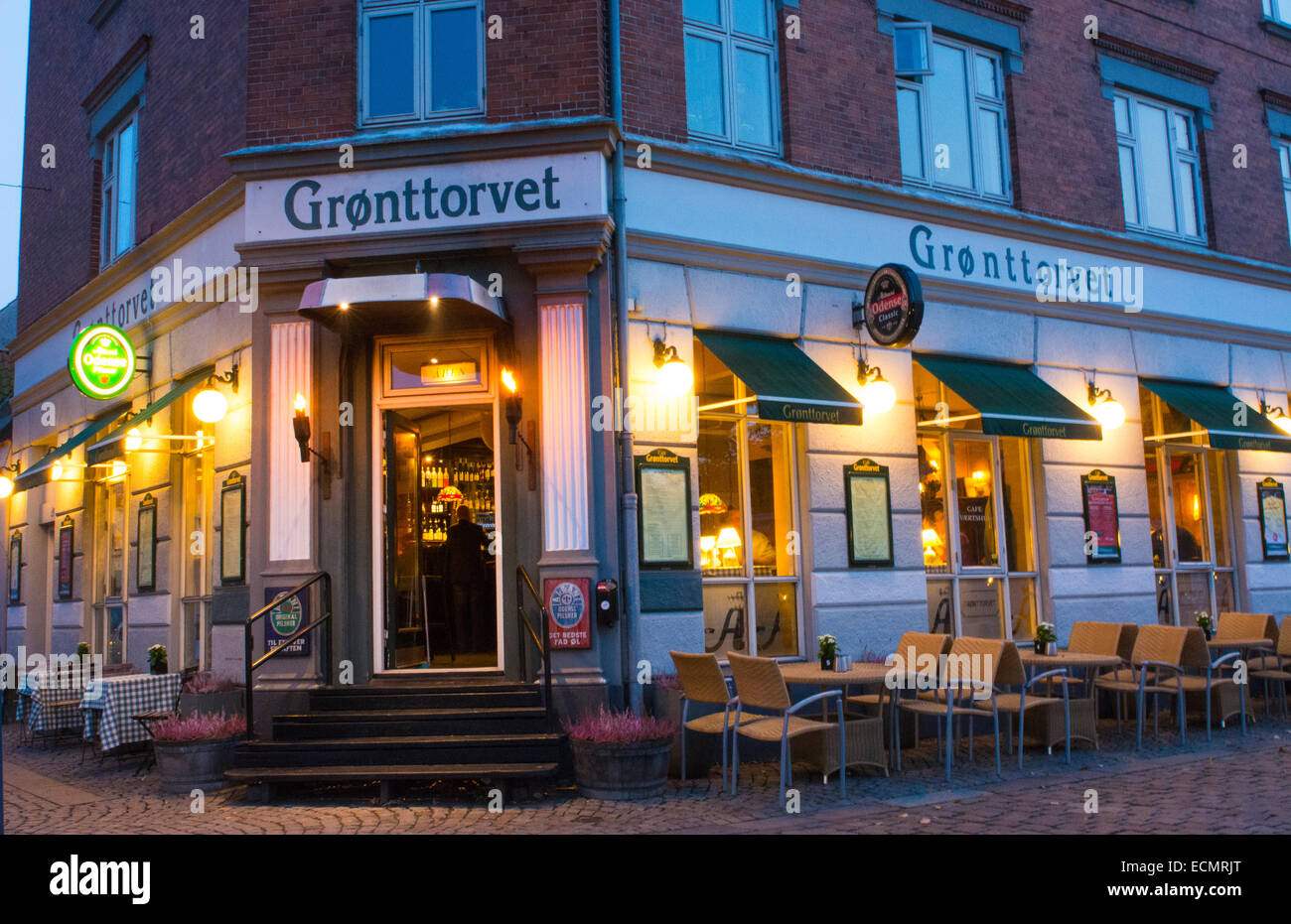 Odense Dänemark alte Restaurantbar namens Gronttorvet Restaurant in Hans Christian Andersen Geburtsort nach Hause Stockfoto