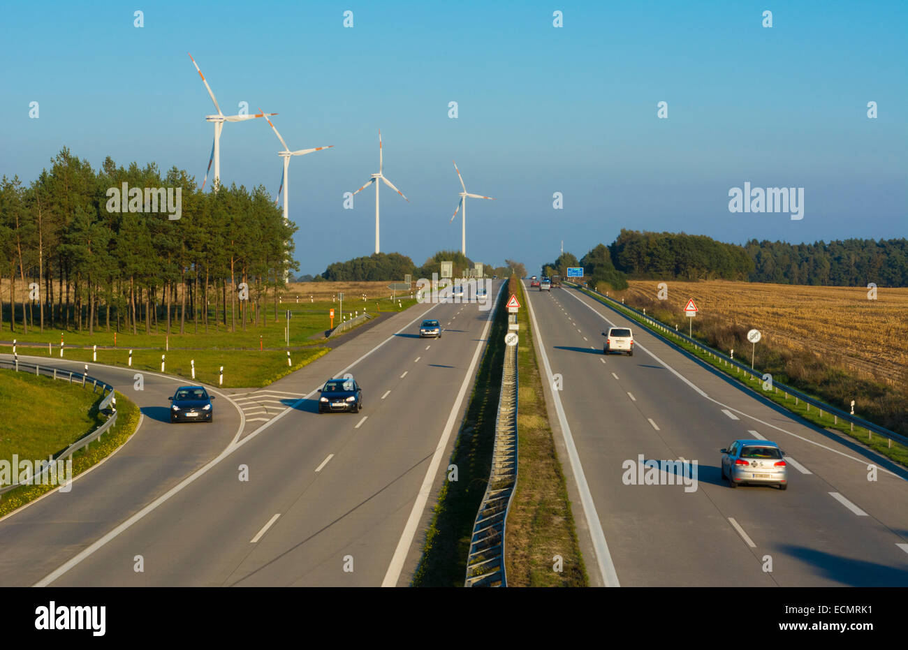 Deutschland Autobahn Bundesstraße keine Höchstgeschwindigkeit zwischen Hamburg und Berlin hier E 24 Stockfoto