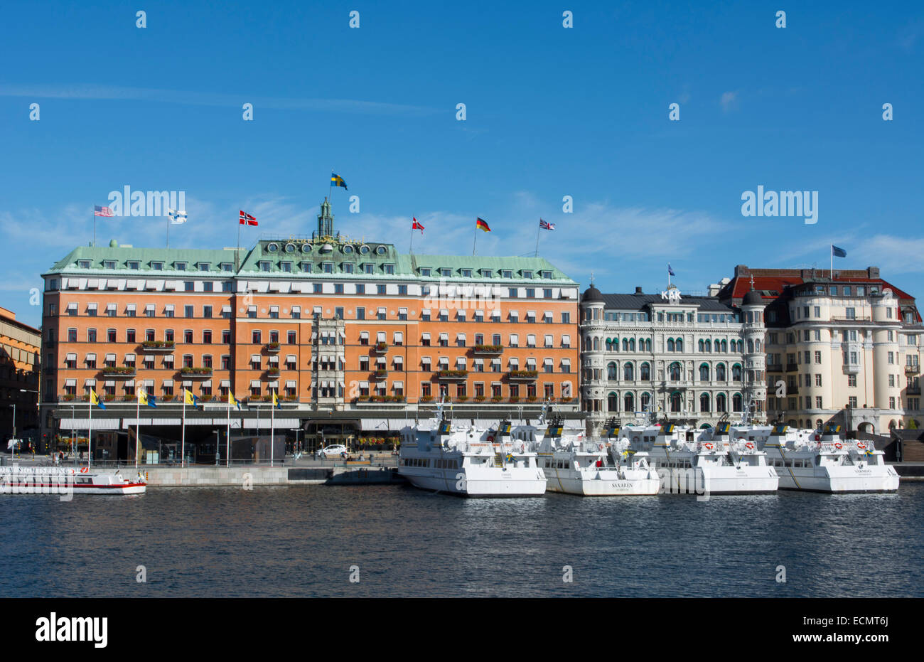 Stockholm Schweden exklusive Grand Hotel am Wasser in Innenstadt Stockfoto