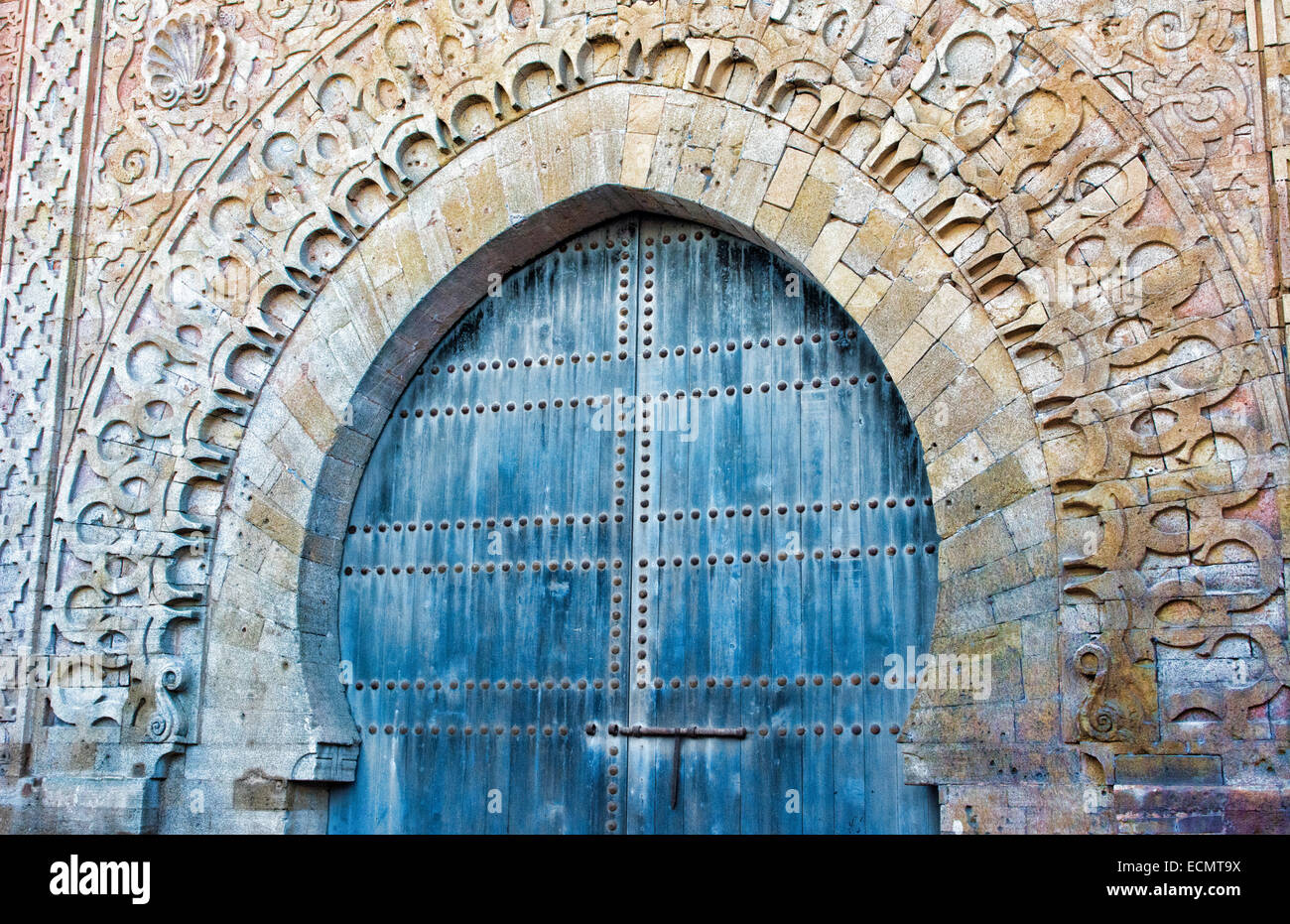 Rabat Marokko schöne Kasbah Udaya Nahaufnahme von Design der inneren Tür Architektur Stockfoto