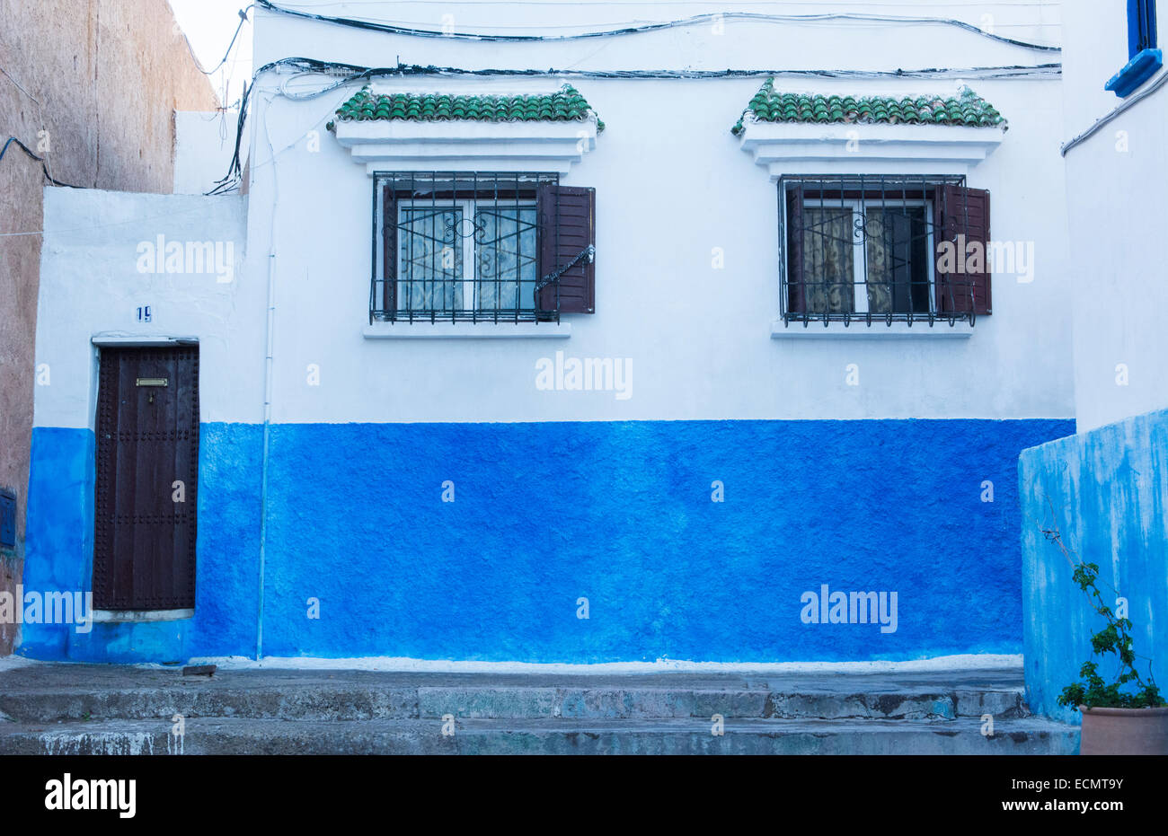 Rabat Marokko schöne Kasbah Udaya blauen Wänden Interieur Stockfoto