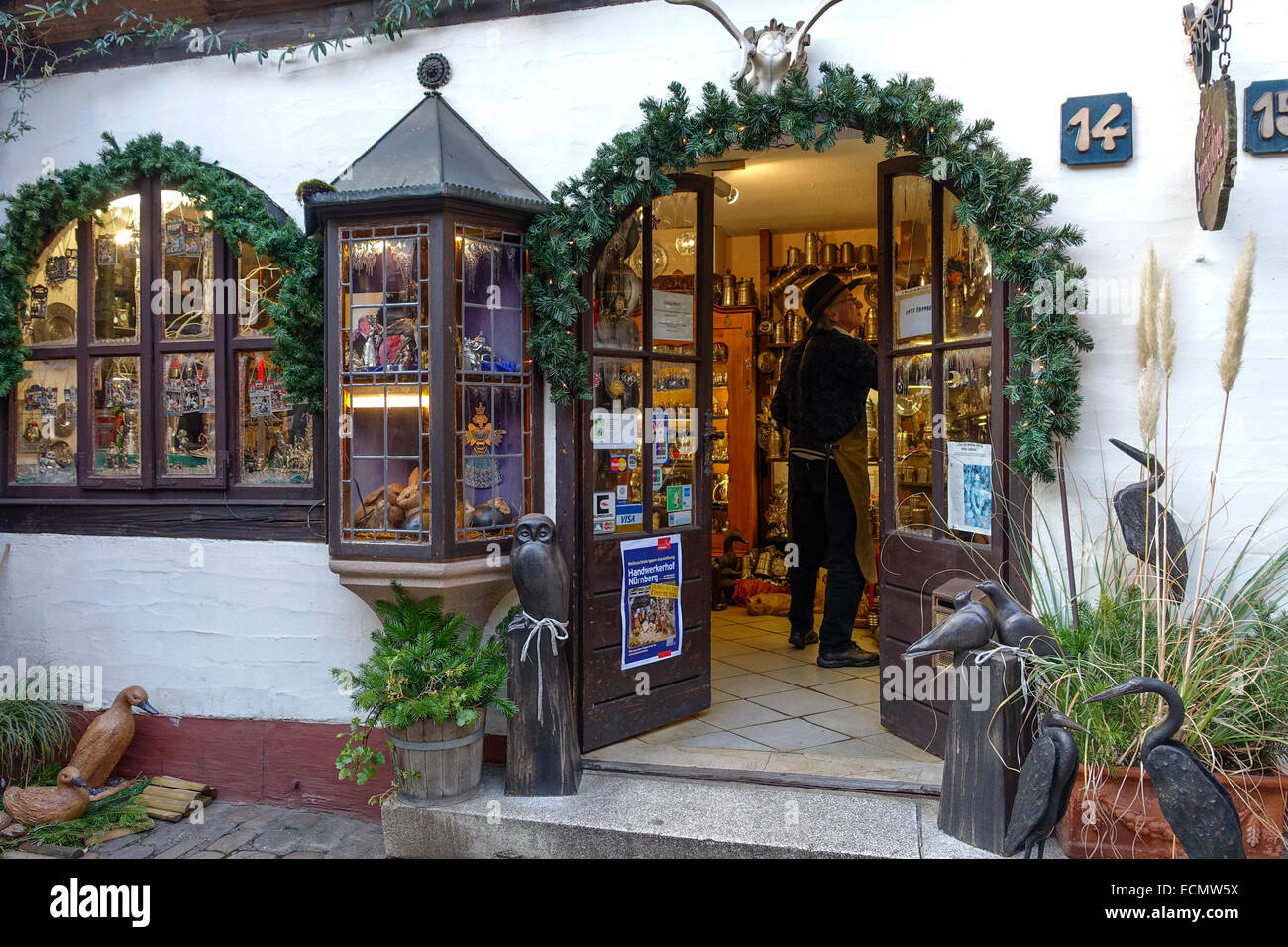 Weihnachtsmarkt im Handwerkerhof in Nürnberg, Middle Franconia, Bayern, Deutschland, Europa Stockfoto