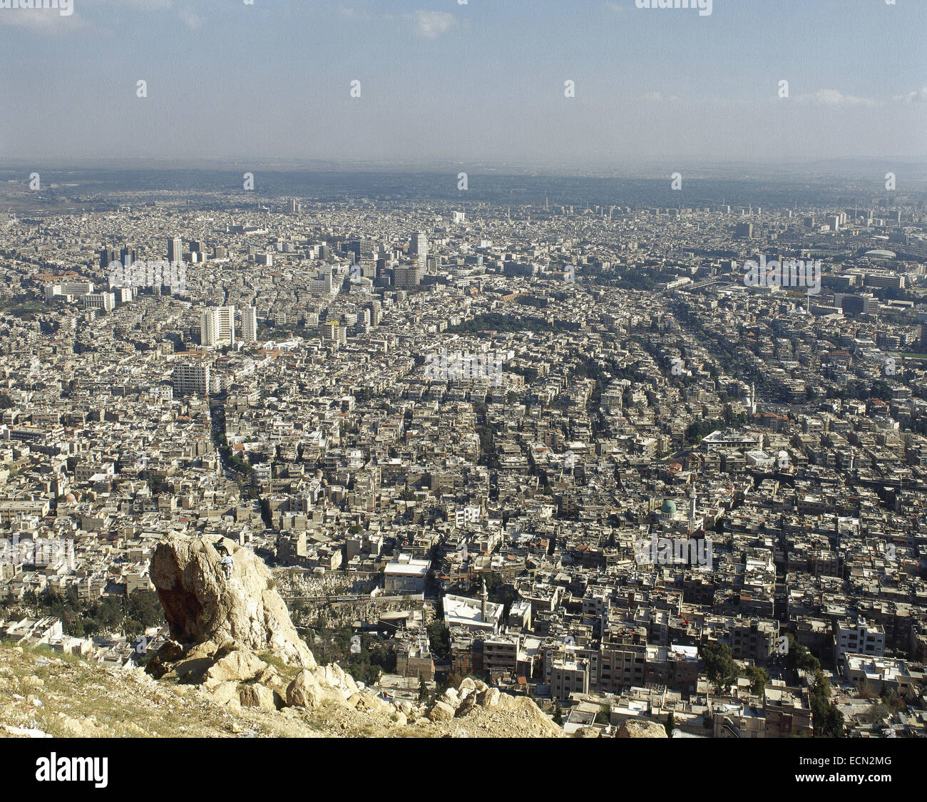 Syrien. Damaskus. Überblick über die Stadt. In der Nähe von Osten. Foto vor dem syrischen Bürgerkrieg. Stockfoto