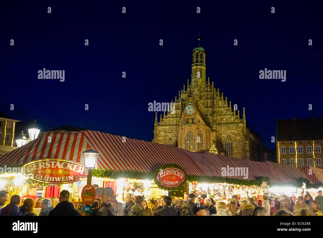 Weihnachtsmarkt, Chriskindlesmarkt in Nürnberg, Middle Franconia, Bayern, Deutschland, Europa Stockfoto