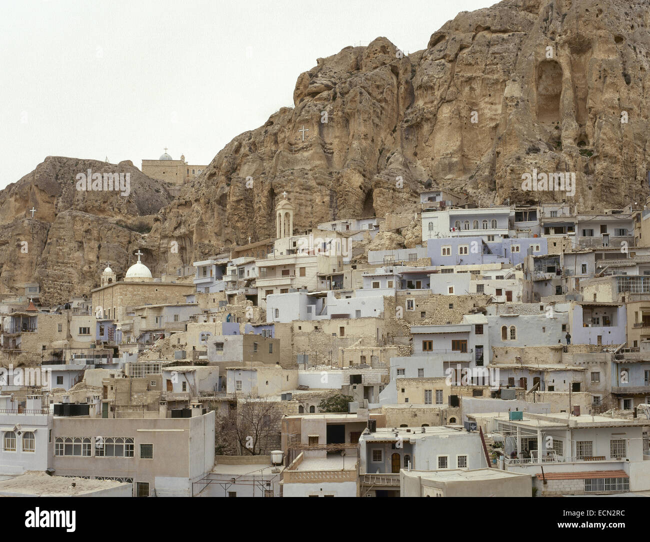 Syrien. MA´Loula. Stadt in den zerklüfteten Bergen gebaut. Dorf, wo noch westlichen Aramäisch gesprochen wird. In der Nähe von Osten. Foto vor dem syrischen Bürgerkrieg. Stockfoto