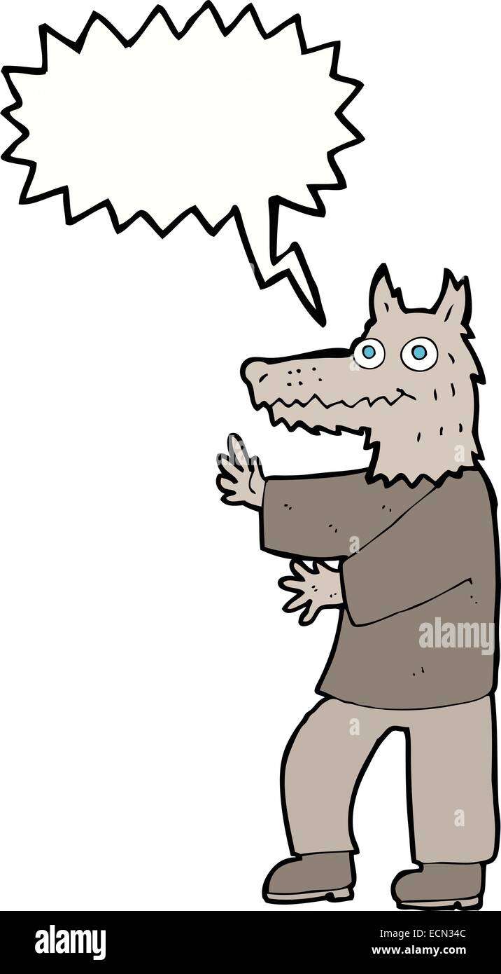 Karikatur lustige Werwolf mit Sprechblase Alamy