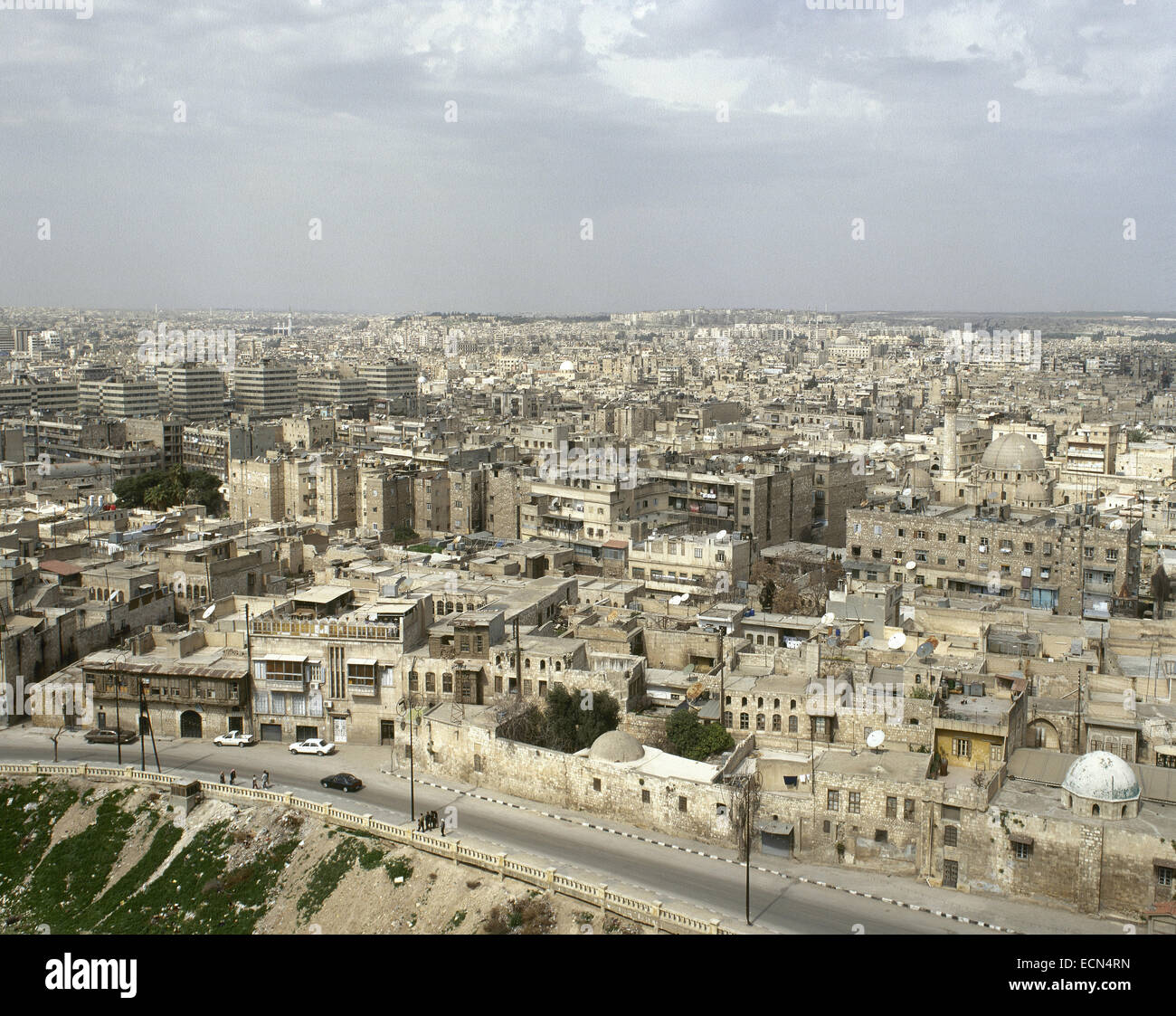Syrien. Aleppo. Übersicht. In der Nähe von Osten. Foto vor dem syrischen Bürgerkrieg. Stockfoto