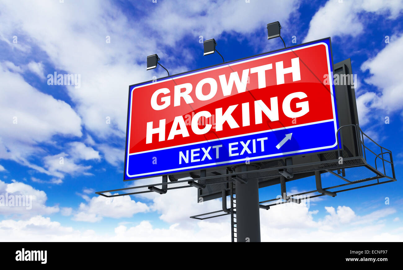 Wachstum Hacking Inschrift auf rotem Billboard. Stockfoto