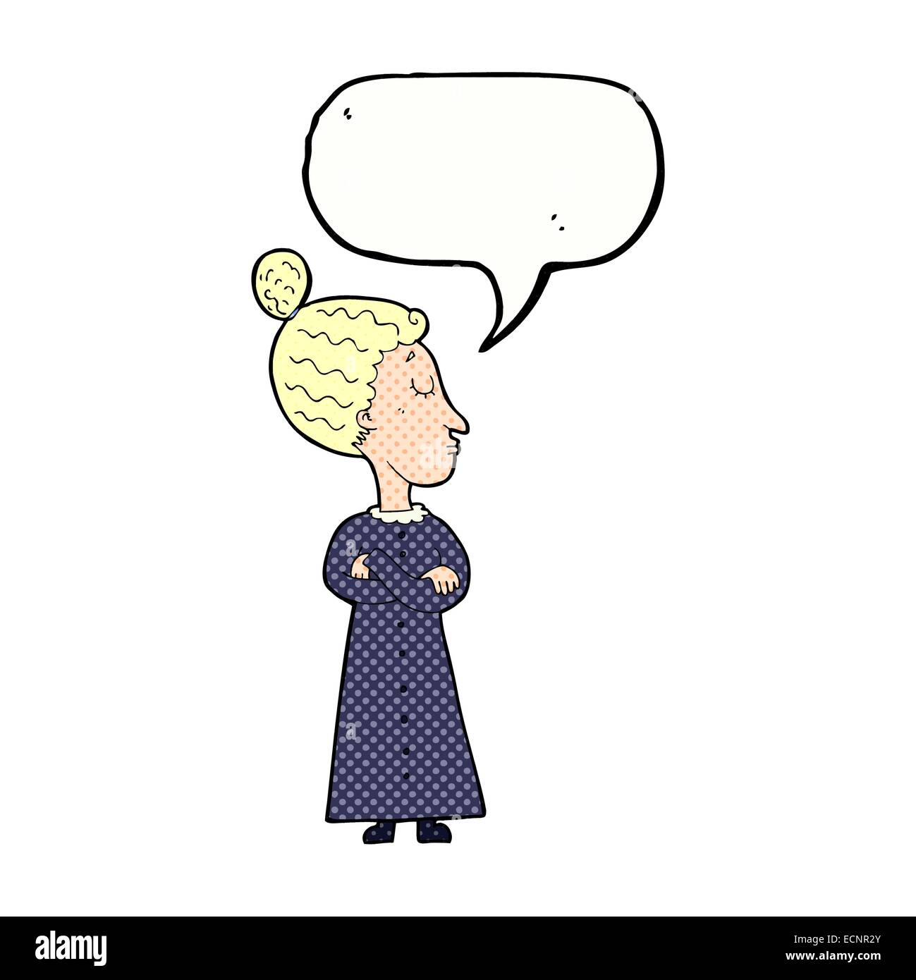 Cartoon strengen viktorianischen Lehrer mit Sprechblase Stock Vektor