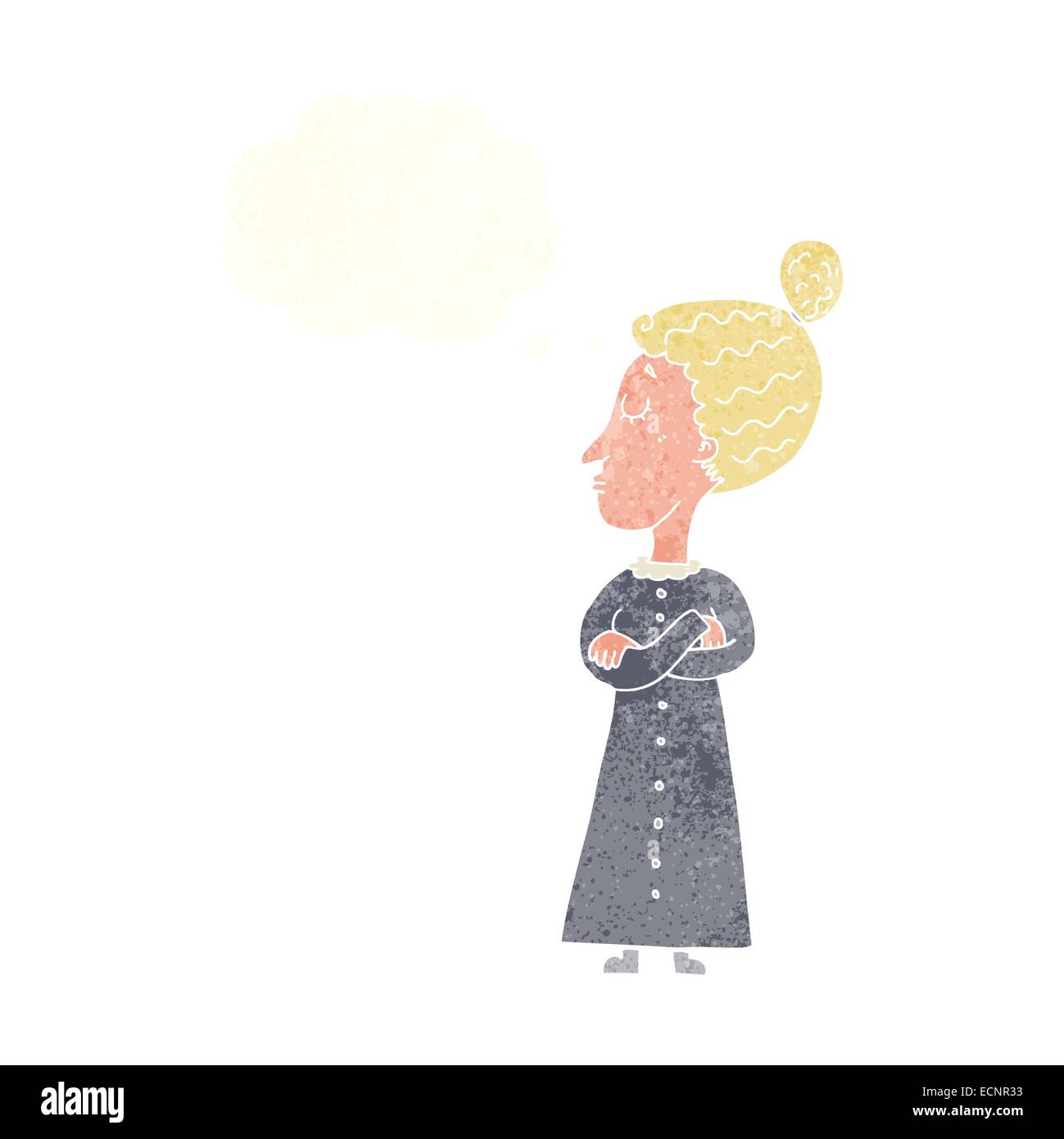 Cartoon strengen viktorianischen Lehrer mit Gedankenblase Stock Vektor