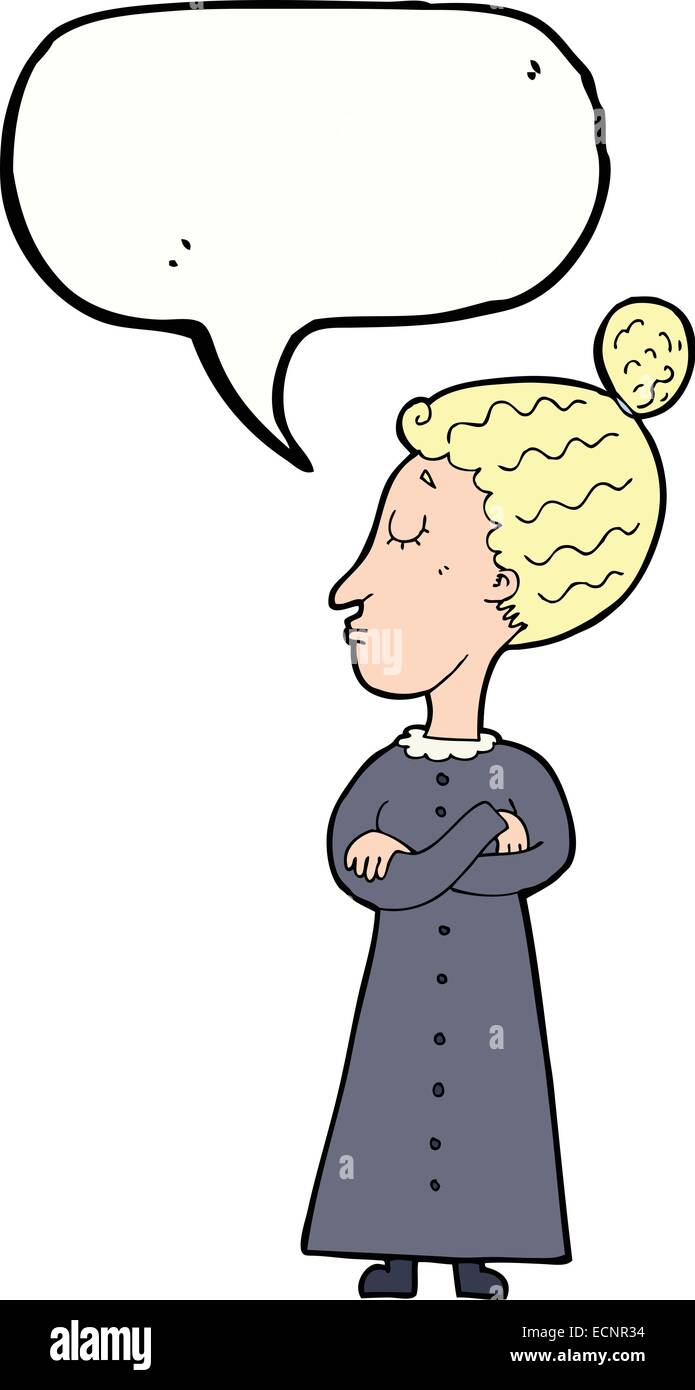 Cartoon strengen viktorianischen Lehrer mit Sprechblase Stock Vektor