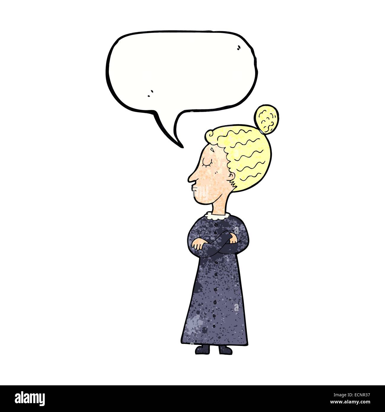 Cartoon strengen viktorianischen Lehrer mit Sprechblase Stock Vektor