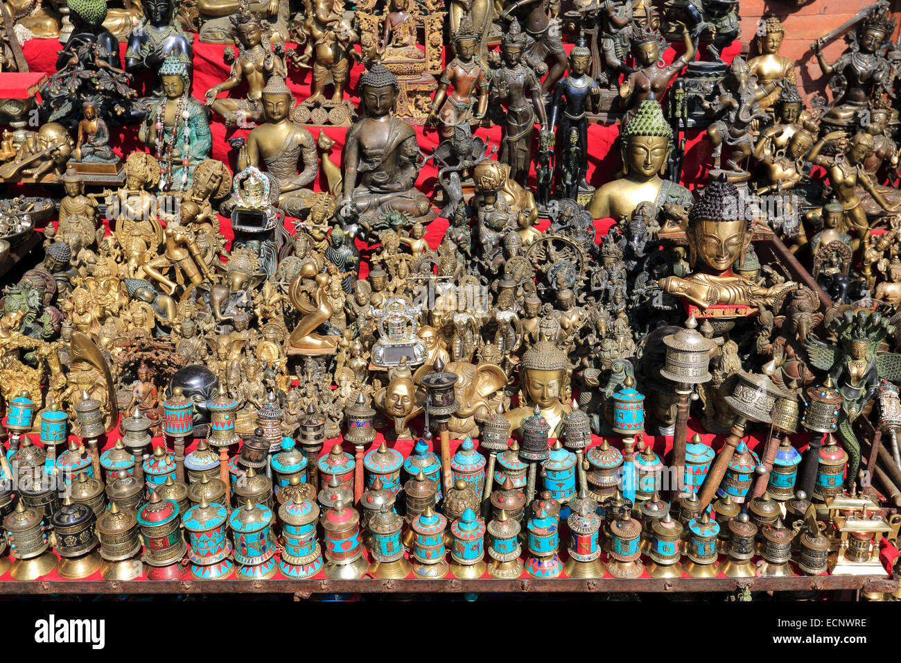 Tourist-Geschenke und Andenken Stände und Geschäfte, Monkey Temple, UNESCO-Weltkulturerbe, Swayambhunath, Stadt Kathmandu, Nepal Stockfoto