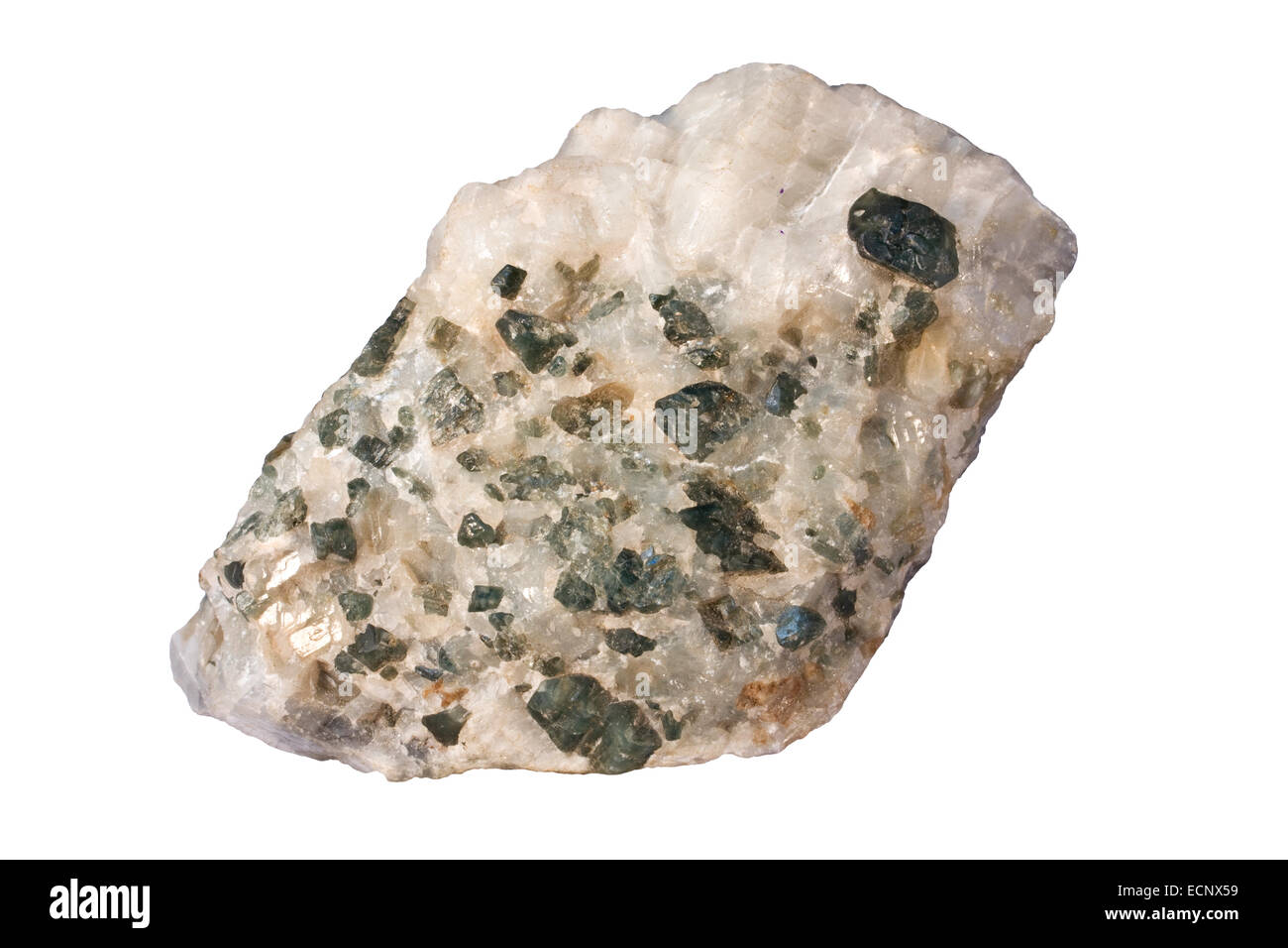Olivin-Kristall in Marmor Stockfoto