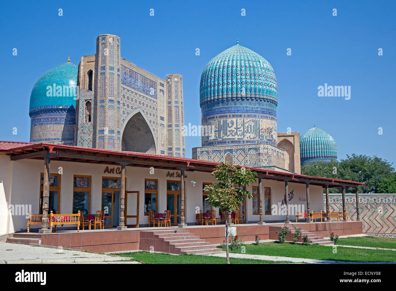 Bibi-Khanym Moschee / Bibi Khanum Moschee, historische Freitags-Moschee in Samarkand, Usbekistan Stockfoto