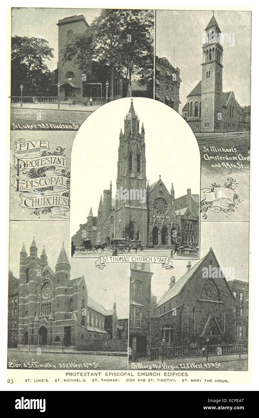 (King1893NYC) pg359 PROTESTANT EPISCOPAL Kirchen Bauten Stockfoto