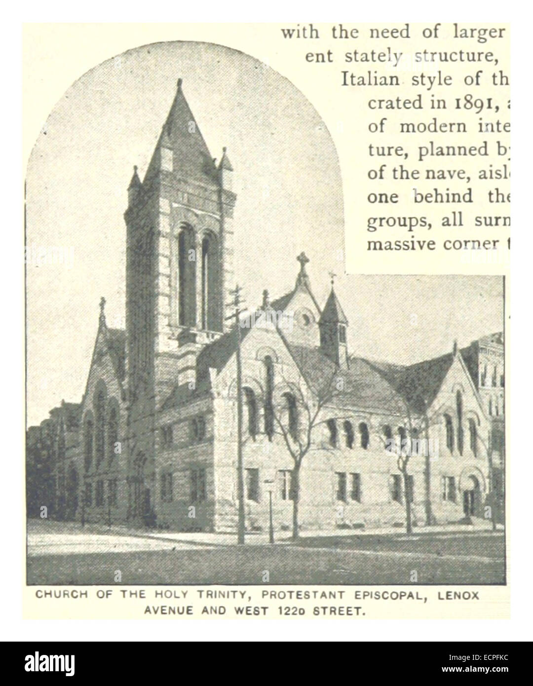 (King1893NYC) pg368 Kirche der Heiligen Dreifaltigkeit, PROTESTANT EPISCOPAL, LENOX AVENUE und WEST 122D STREET Stockfoto