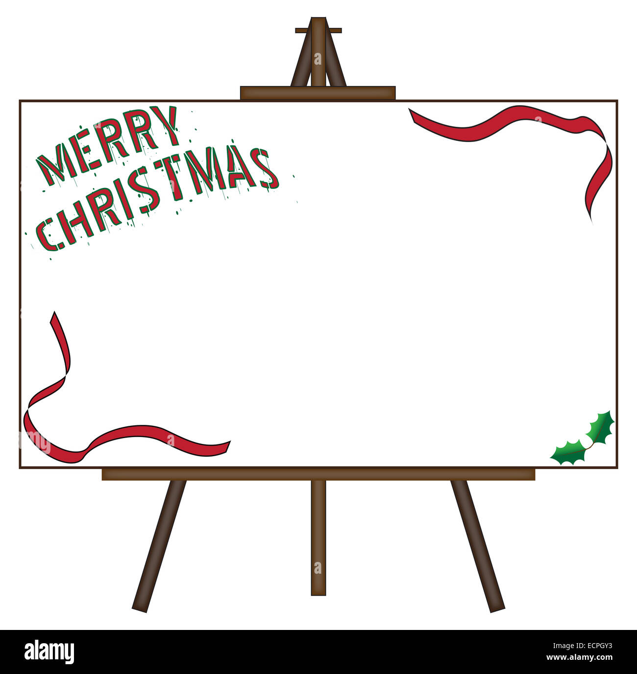 Weihnachten riesige Leinwand auf einer Staffelei isoliert auf weißem Hintergrund Stockfoto