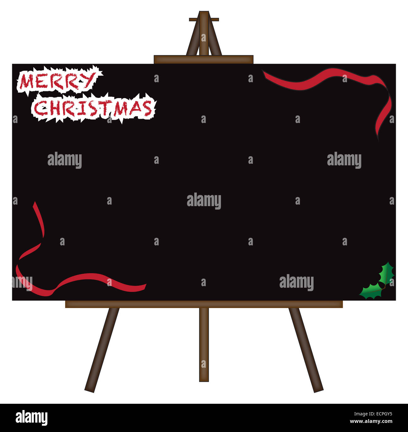 Weihnachten riesige Tafel auf einer Staffelei isoliert auf weißem Hintergrund Stockfoto