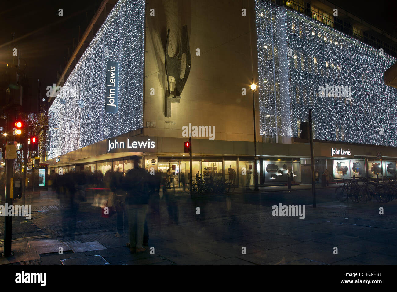 Weihnachtslichter schmücken John Lewis Oxford Street Stockfoto