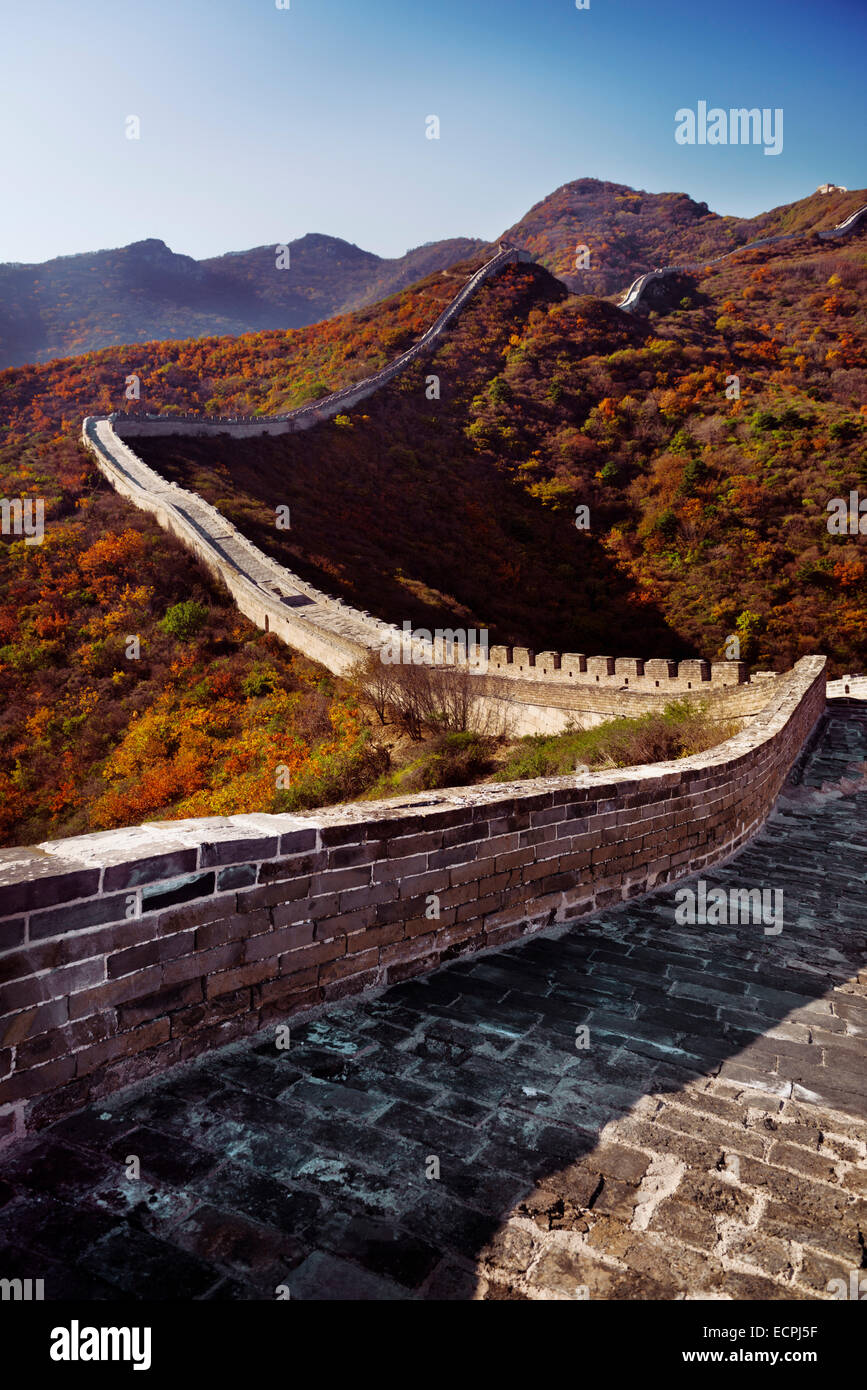 Great Wall Of China im Herbst Landschaft. Badaling, Peking, China. Stockfoto