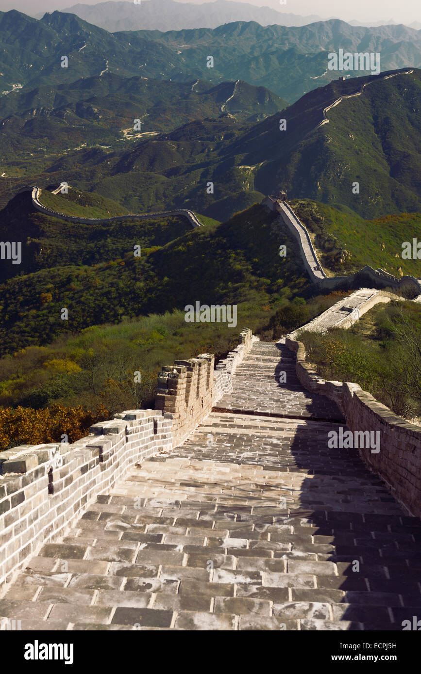 Great Wall Of China Landschaftskulisse in Badaling, Peking, China. Stockfoto
