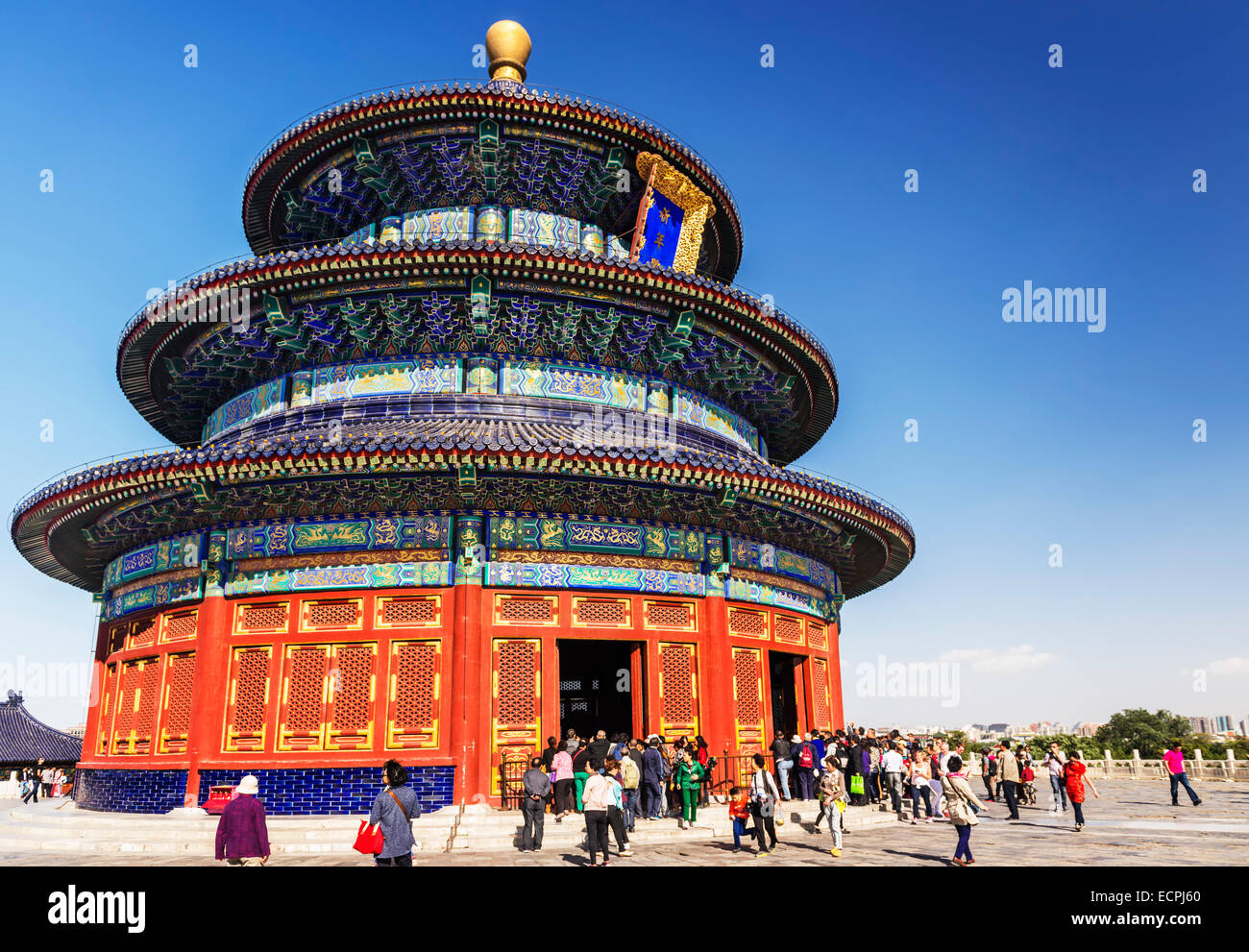 Der Tempel des Himmels, Halle des Gebets für gute Ernten, die Gebäude in Peking, China 2014 Stockfoto