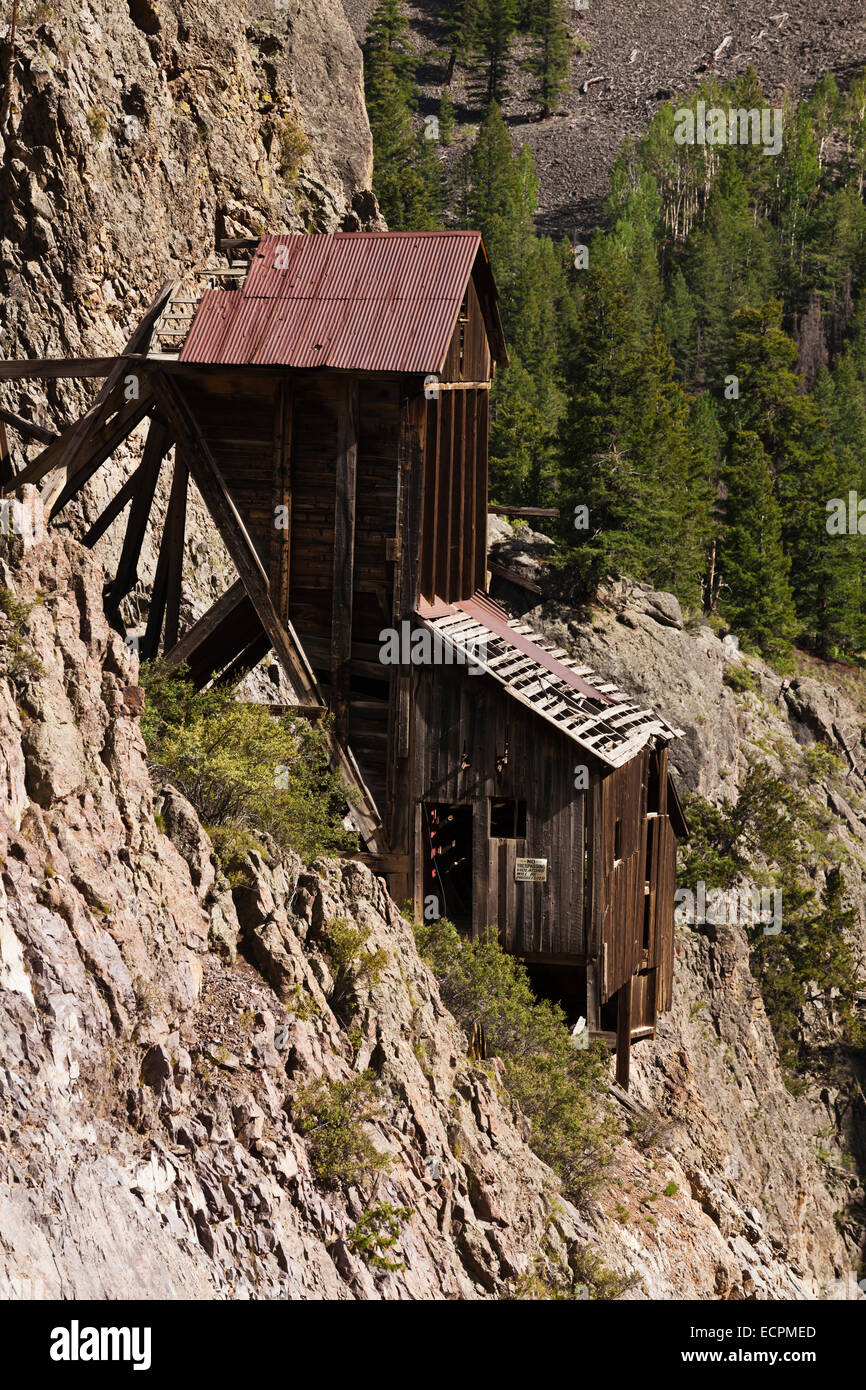 COMMODORE MINE in CREEDE, COLORADO, eine Silber-Bergbau-Stadt stammt aus der Mitte des 19. Jahrhunderts. Stockfoto