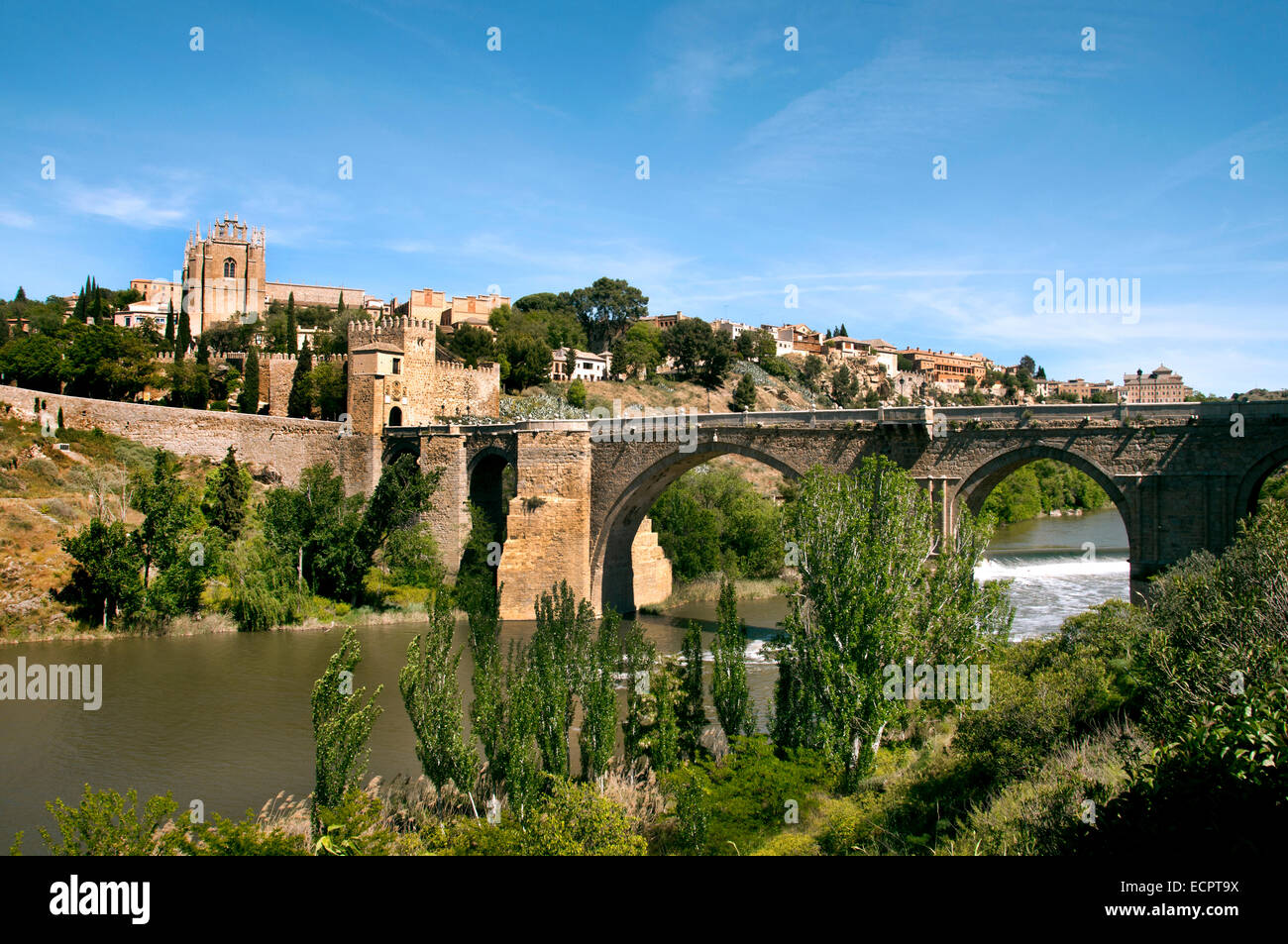 Historische Stadt Skyline Toledo Spanien Spanish Town Stockfoto