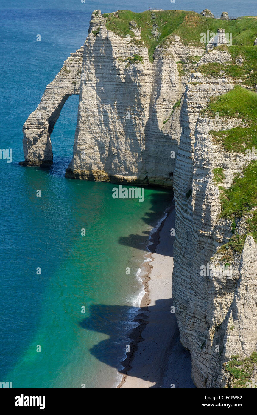 Falaise d'aval Sea Cliff, Etretat, Côte d ' d'Albatre, Haute-Normandie, Normandie, Frankreich, Europa Stockfoto