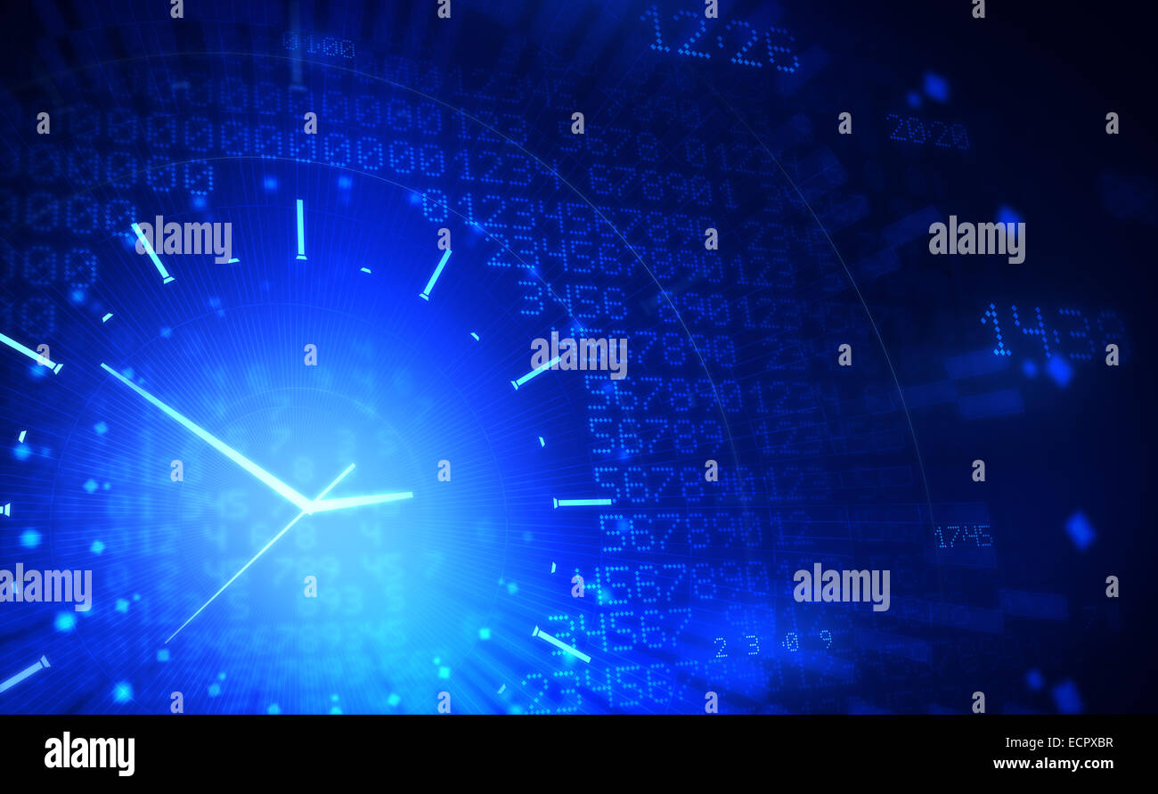 Zusammenfassung Hintergrund mit Digitaluhr. Stockfoto