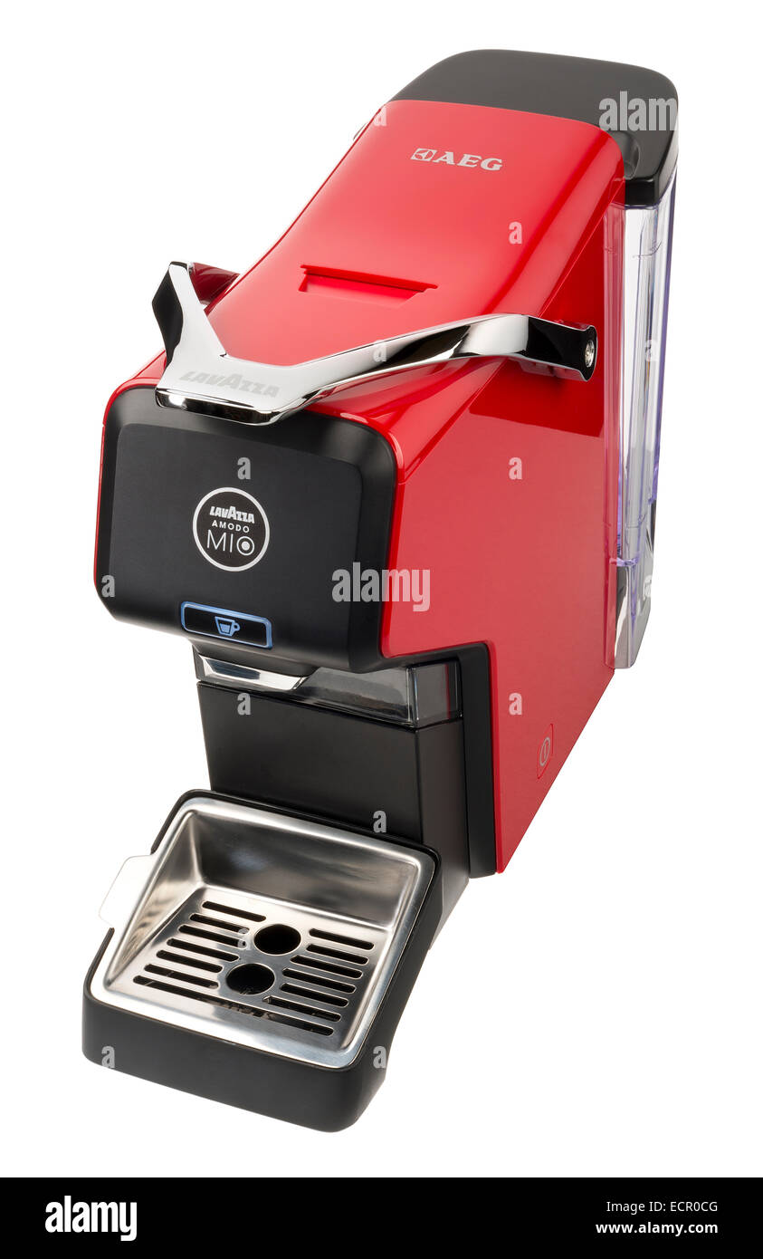 Lavazza AEG-Espresso-Kaffeemaschine, der Maschine herstellt. Stockfoto