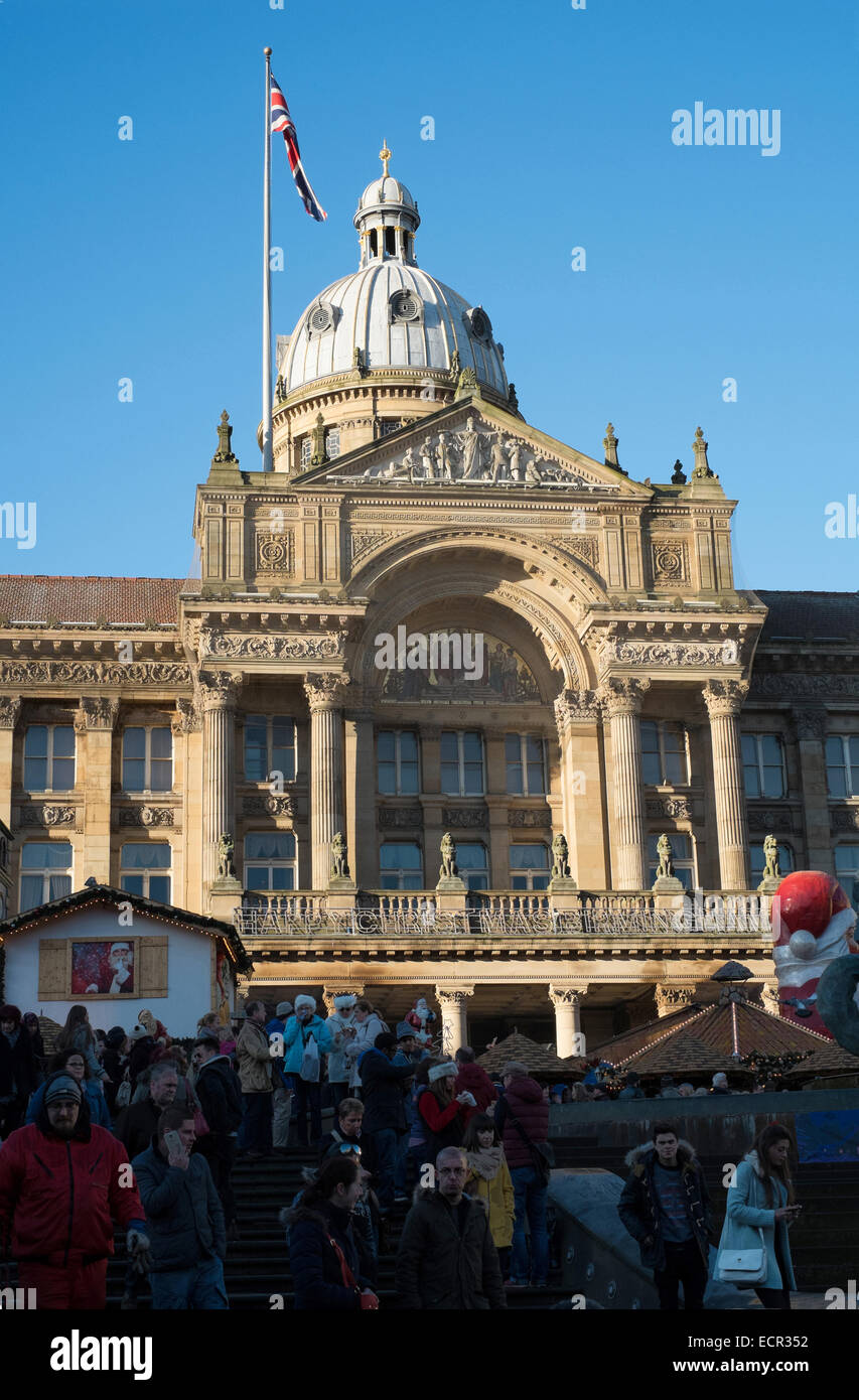 2014 Birmingham Frankfurter Weihnachtsmarkt vor dem Rathaus Birmingham England Stockfoto